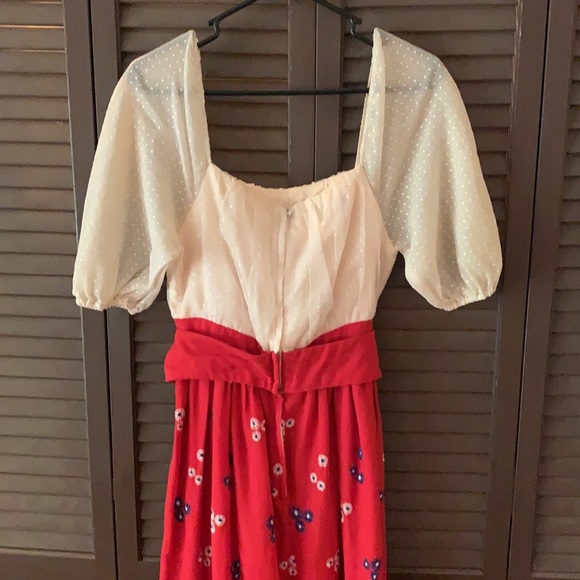 Neiman Marcus Dresses Vintage 7s Red And White Dress With Blue And